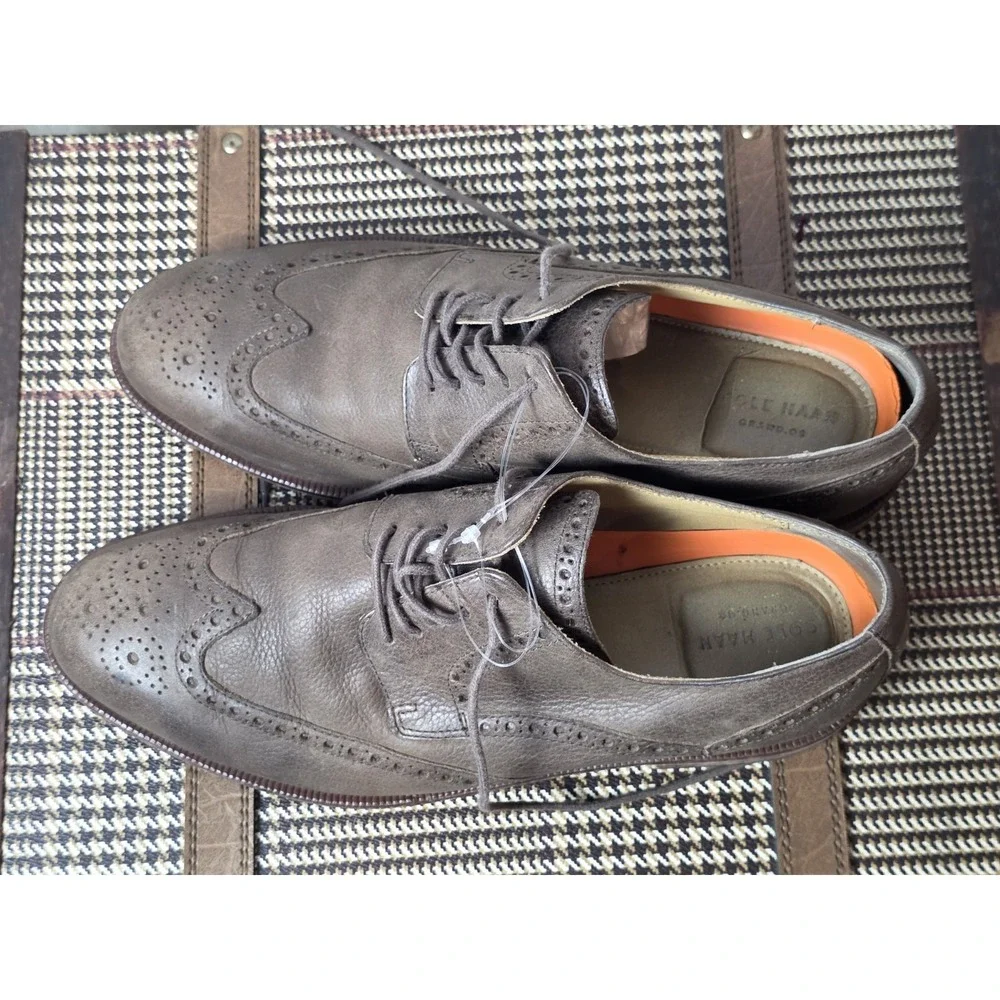 Cole Haan Men 9 M Carter Grand Wing Chestnut Grain Brown Leather $178 C14199